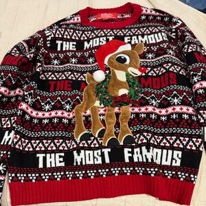 Red and Black Christmas Reindeer Sweater